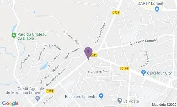 Localisation Crédit Agricole Agence de Lanester Jaurès