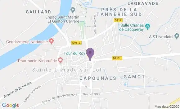 Localisation Crédit Agricole Agence de Sainte Livrade sur Lot