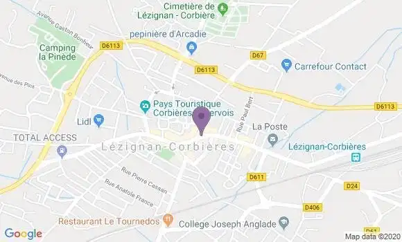 Localisation Crédit Agricole Agence de Lézignan Corbières