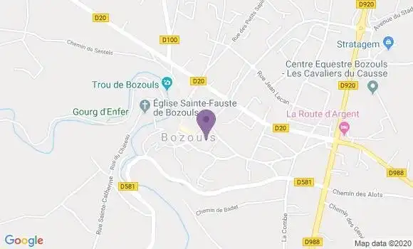 Localisation Crédit Agricole Agence de Bozouls