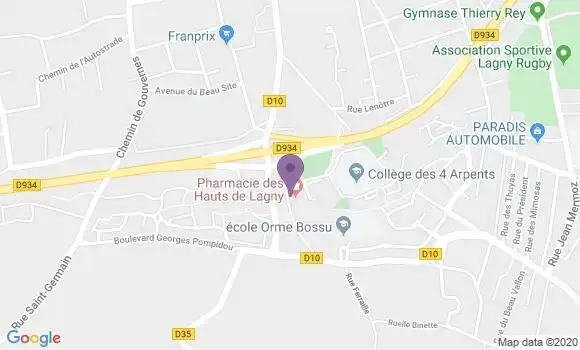 Localisation Crédit Agricole Agence de Lagny sur Marne Les Haut