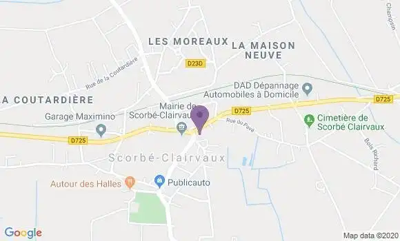 Localisation Crédit Agricole Agence de Scorbé Clairvaux