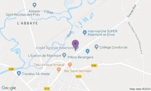 Localisation Crédit Agricole Agence de Ribemont