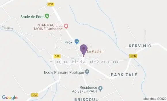 Localisation Crédit Agricole Agence de Plogastel Saint Germain