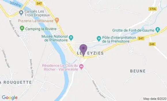 Localisation Crédit Agricole Agence de Les Eyzies de Tayac