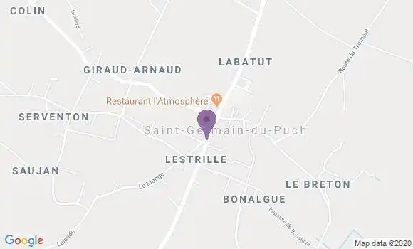 Localisation Crédit Agricole Agence de Saint Germain du Puch