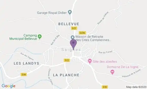 Localisation Crédit Agricole Agence de Saignes