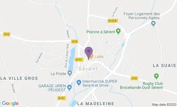 Localisation Crédit Agricole Agence de Sérent