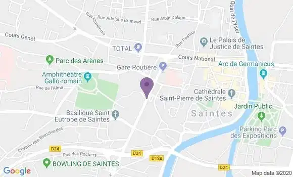 Localisation Crédit Agricole Agence de Saintes Reverseaux