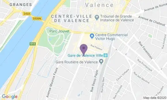 Localisation Crédit Agricole Agence de Valence Hugo