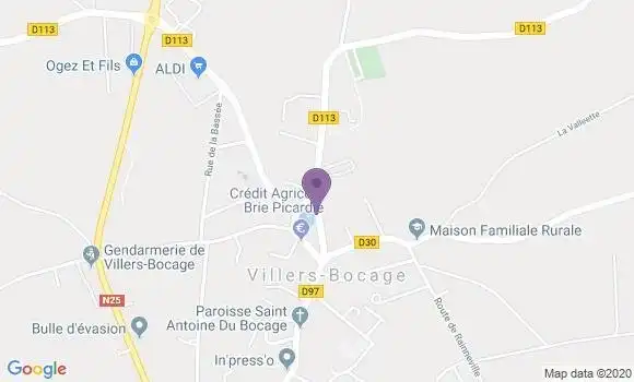 Localisation Crédit Agricole Agence de Villers Bocage