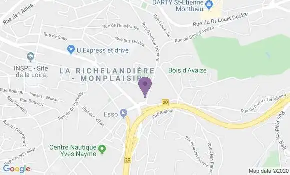 Localisation Crédit Agricole Agence de Saint Etienne Montplaisir
