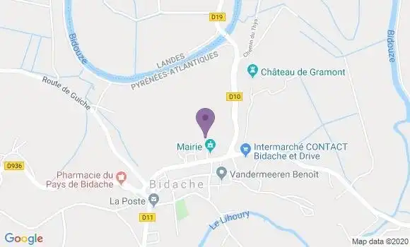Localisation Crédit Agricole Agence de Bidache