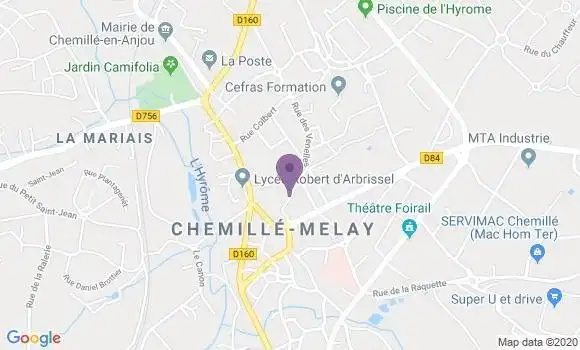 Localisation Crédit Agricole Agence de Chemillé Melay