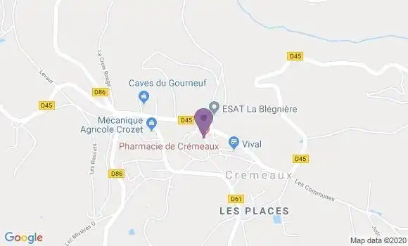 Localisation Crédit Agricole Agence de Cremeaux