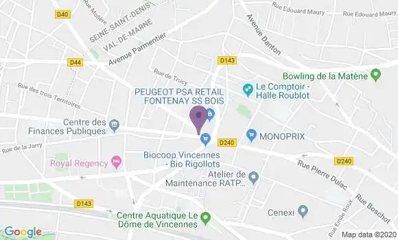 Localisation Crédit Agricole Agence de Vincennes Diderot
