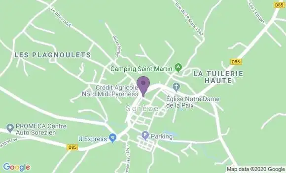 Localisation Crédit Agricole Agence de Sorèze