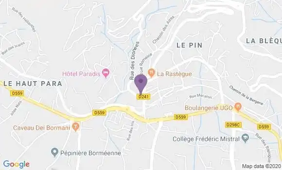Localisation Crédit Agricole Agence de Bormes les Mimosas