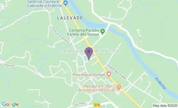 Localisation Crédit Agricole Agence de Lalevade d