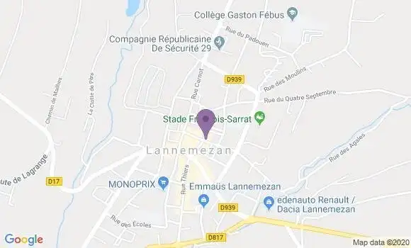 Localisation Crédit Agricole Agence de Lannemezan