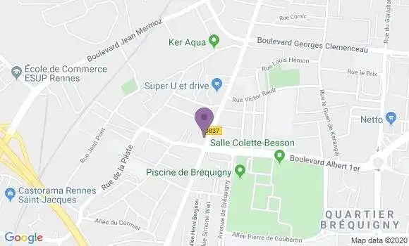 Localisation Crédit Agricole Agence de Rennes Bréquigny