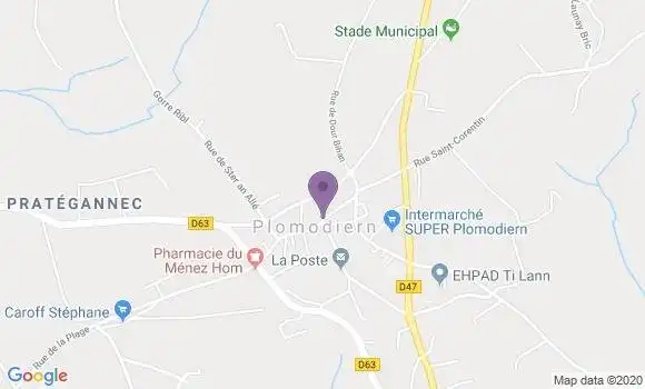 Localisation Crédit Agricole Agence de Plomodiern