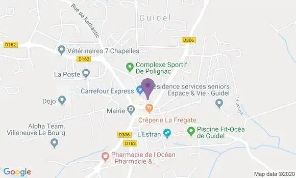 Localisation Crédit Agricole Agence de Guidel