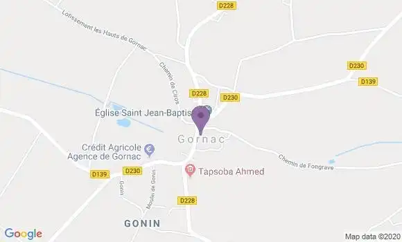 Localisation Crédit Agricole Agence de Gornac