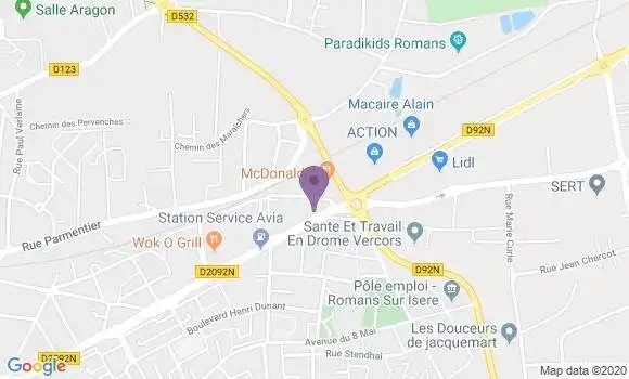 Localisation Crédit Agricole Agence de Romans sur Isère Professionnels