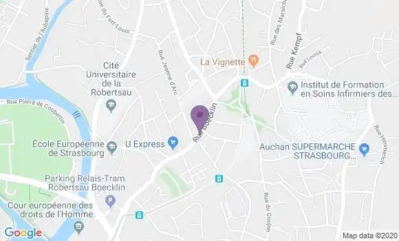 Localisation LCL Agence de Strasbourg Robertsau