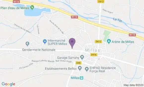 Localisation Crédit Agricole Agence de Millas