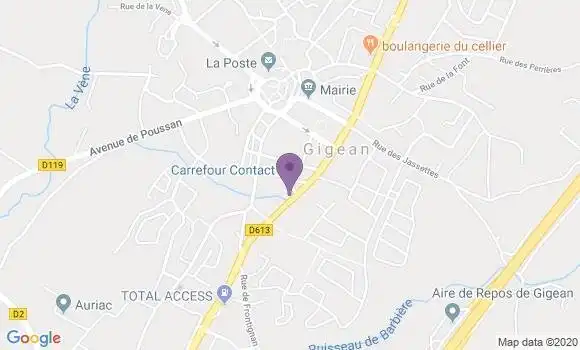Localisation Crédit Agricole Agence de Gigean