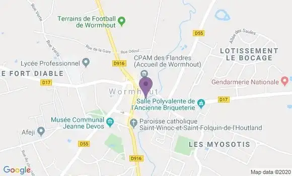 Localisation Crédit Agricole Agence de Wormhout
