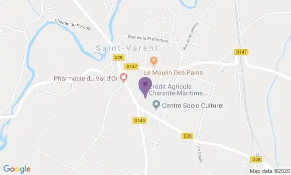 Localisation Crédit Agricole Agence de Saint Varent