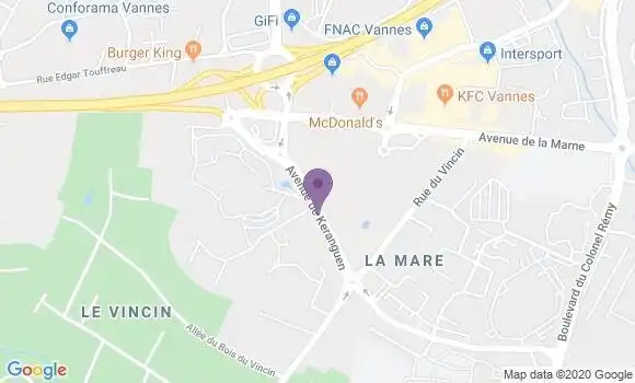 Localisation Crédit Agricole Agence de Vannes Entreprises