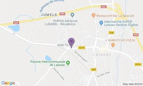 Localisation Crédit Agricole Agence de Laissac