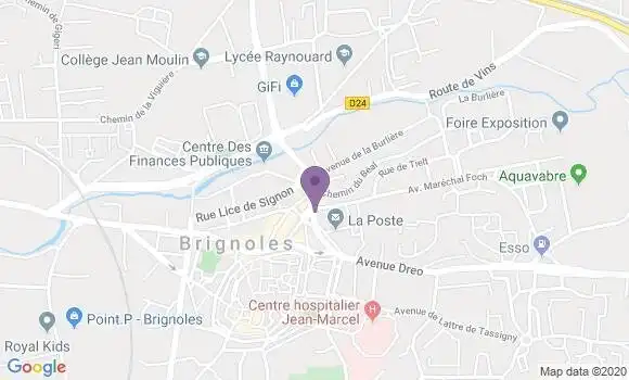 Localisation Crédit Agricole Agence de Brignoles