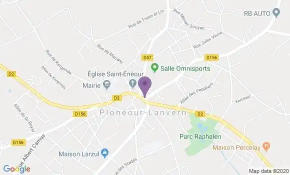 Localisation Crédit Agricole Agence de Plonéour Lanvern