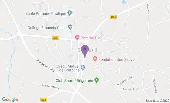 Localisation Crédit Agricole Agence de Bégard