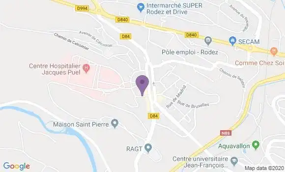 Localisation Crédit Agricole Agence de Rodez Bourran