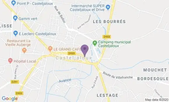 Localisation Crédit Agricole Agence de Casteljaloux