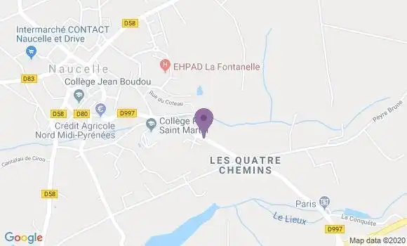 Localisation Crédit Agricole Agence de Naucelle