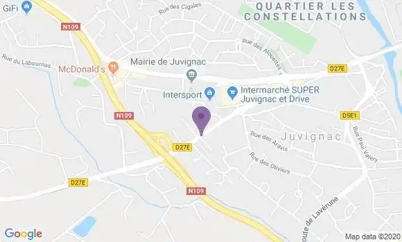 Localisation Crédit Agricole Agence de Juvignac