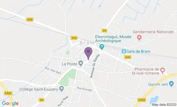Localisation Crédit Agricole Agence de Bram