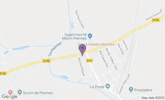 Localisation Crédit Agricole Agence de Piennes