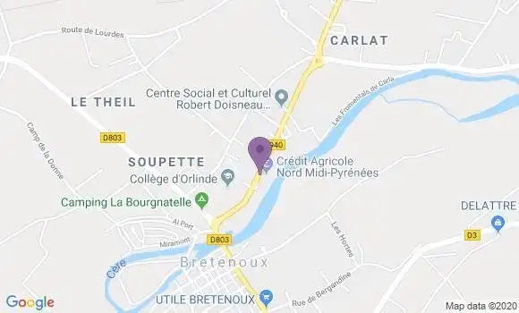 Localisation Crédit Agricole Agence de Biars sur Cère Bretenoux