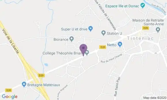 Localisation Crédit Agricole Agence de Tinténiac