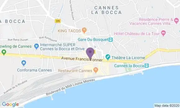 Localisation Crédit Agricole Agence de Cannes la Bocca