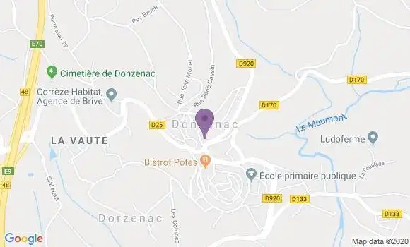 Localisation Crédit Agricole Agence de Donzenac