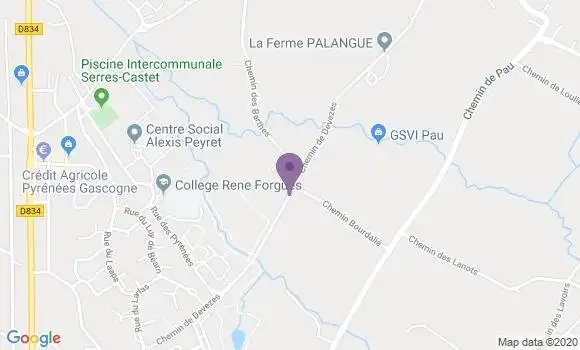 Localisation Crédit Agricole Agence de Serres Castet Entreprises